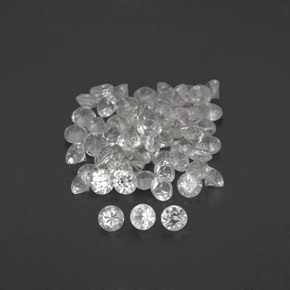 캐럿 천연 화이트 사파이어 보석, 라운드 컷, 1.57 mm, VVS-VS