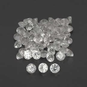캐럿 천연 화이트 사파이어 보석, 라운드 컷, 1.57 mm, VVS-VS