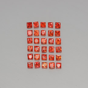 캐럿 천연 레드 오렌지 사파이어 보석, 스퀘어, 2.5×2.5 mm, VVS-VS