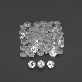 캐럿 천연 화이트 사파이어 보석, 라운드 컷, 1.58 mm, VVS-VS