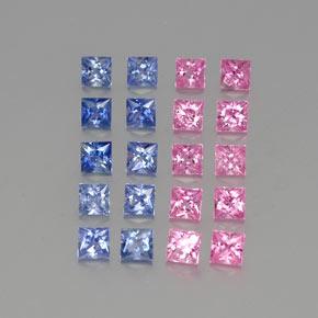 4.74캐럿 천연 멀티컬러 사파이어 보석, 스퀘어, 3.3×3.3 mm, VVS-VS