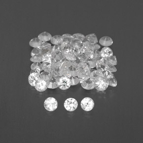 캐럿 천연 화이트 사파이어 보석, 라운드 컷, 1.45 mm, VVS-VS
