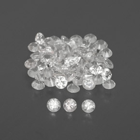 캐럿 천연 화이트 사파이어 보석, 라운드 컷, 1.59 mm, VVS-VS