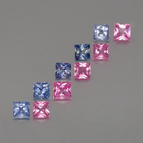 캐럿 천연 멀티컬러 사파이어 보석, 스퀘어, 3.4×3.4 mm, VVS-VS