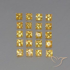 2.05캐럿 천연 미디엄 골든 사파이어 보석, 스퀘어, 2.5×2.5 mm, VVS-VS