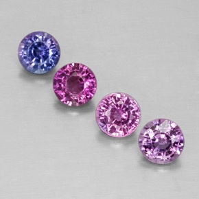 캐럿 천연 멀티컬러 사파이어 보석, 라운드 컷, 3.93 mm, VS