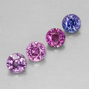 캐럿 천연 멀티컬러 사파이어 보석, 라운드 컷, 3.93 mm, VS
