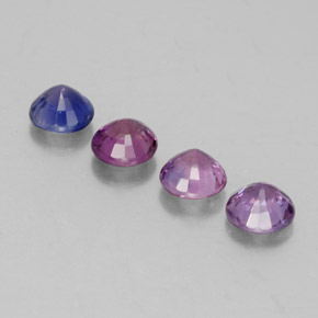 캐럿 천연 멀티컬러 사파이어 보석, 라운드 컷, 3.93 mm, VS
