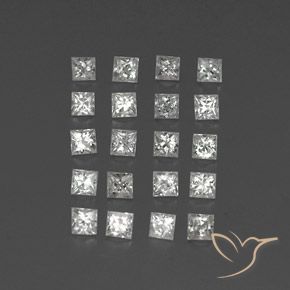 1.66캐럿 천연 화이트 사파이어 보석, 스퀘어, 2.3×2.2 mm, VVS-VS