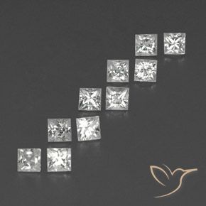 1.40캐럿 천연 클리어 화이트 사파이어 보석, 정사각형, VVS-VS