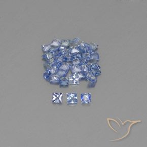 1.95ctw 자연스러운 파스텔 블루 사파이어, 정사각형, VVS-VS