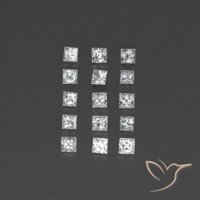 1.54캐럿 천연 화이트 사파이어 보석, 스퀘어, 2.6×2.5 mm, VVS-VS