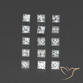 1.54캐럿 천연 화이트 사파이어 보석, 스퀘어, 2.6×2.5 mm, VVS-VS