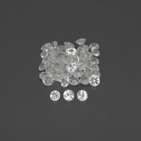 캐럿 천연 화이트 사파이어 보석, 라운드 컷, 1.62 mm, VVS-VS