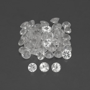 캐럿 천연 화이트 사파이어 보석, 라운드 컷, 1.62 mm, VVS-VS