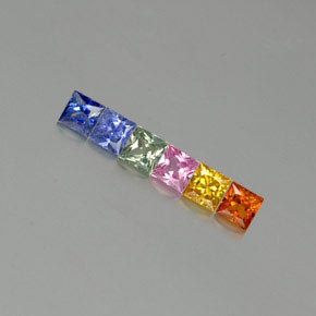 캐럿 천연 멀티컬러 사파이어 보석, 스퀘어, 3.3×3.2 mm, VVS-VS