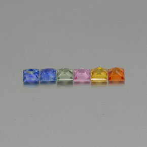 캐럿 천연 멀티컬러 사파이어 보석, 스퀘어, 3.3×3.2 mm, VVS-VS
