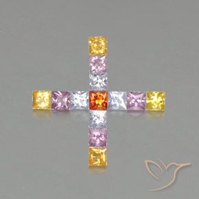 1.89캐럿 천연 다색 사파이어 보석, 정사각형, VVS-VS