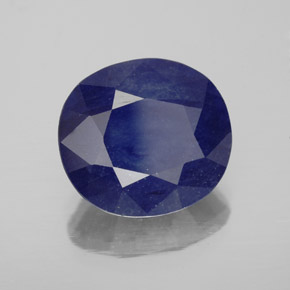 7.29캐럿 천연 블루 사파이어, 타원형 컷, 12.2×11.1 mm, SI