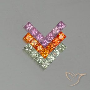 3.25ctw 자연스러운 다색 사파이어, 정사각형, VVS-VS