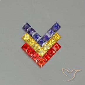 3.08ctw 자연스러운 다색 사파이어, 정사각형, VVS-VS