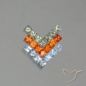 2.90ctw 자연스러운 다색 사파이어, 정사각형, VVS-VS