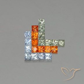 2.90캐럿 천연 다색 사파이어 보석, 정사각형, VVS-VS