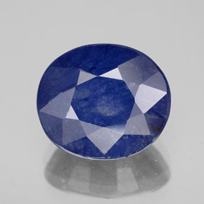 7.03캐럿 천연 블루 사파이어, 타원형 컷, 11.8×10.2 mm, SI