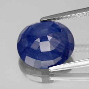 7.03캐럿 천연 블루 사파이어, 타원형 컷, 11.8×10.2 mm, SI