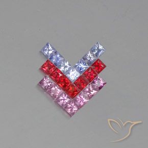 2.71ctw 자연스러운 다색 사파이어, 정사각형, VVS-VS