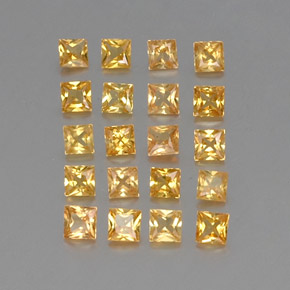 캐럿 천연 골든 옐로우 사파이어 보석, 스퀘어, 2.5×2.4 mm, VVS-VS