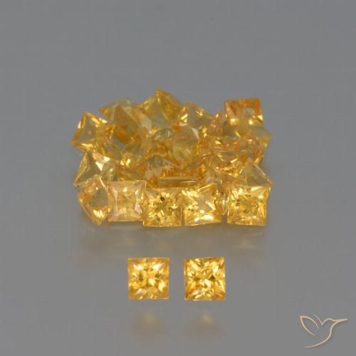 3.28캐럿 천연 미디엄 골든 사파이어 보석, 스퀘어, 2.5×2.4 mm, VVS-VS