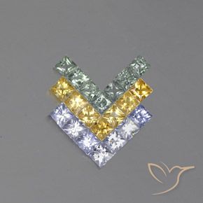 3.12ctw 자연스러운 다색 사파이어, 정사각형, VVS-VS