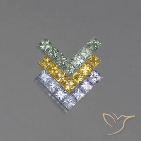 2.78ctw 자연스러운 다색 사파이어, 정사각형, VVS-VS