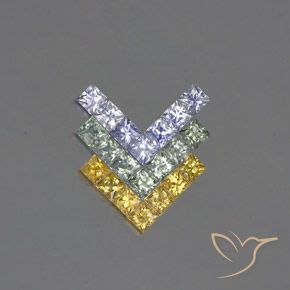 2.84ctw 자연스러운 다색 사파이어, 정사각형, VVS-VS