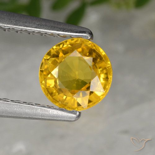 0.64ct 자연스러운 골든 사파이어, 둥근, VS