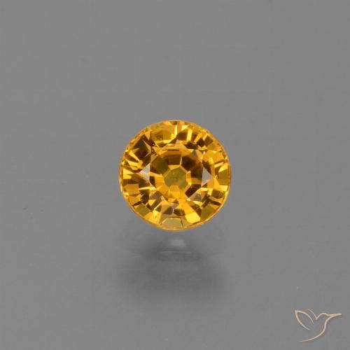0.74ct 자연스러운 딥 골든 오렌지 사파이어, 둥근, VVS-VS