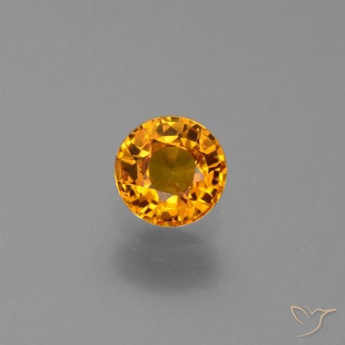 0.67ct 자연스러운 딥 오렌지-골드 사파이어, 둥근, VS