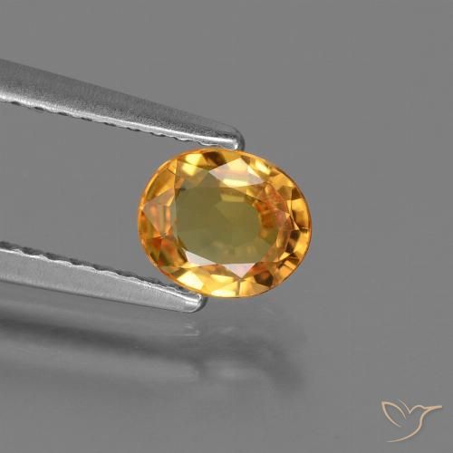 0.73ct 자연스러운 다크 오렌지-골드 사파이어, 타원형, VS