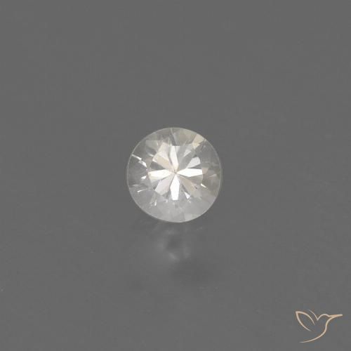 0.40ct 자연스러운 하얀색 사파이어, 둥근, VVS-VS