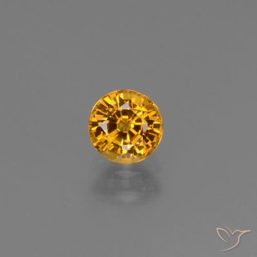 0.74ct 자연스러운 다크 오렌지-골드 사파이어, 둥근, VS