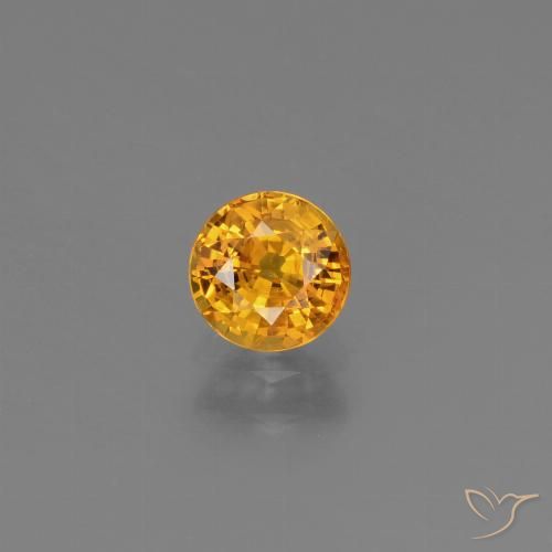 0.77ct 자연스러운 다크 오렌지-골드 사파이어, 둥근, VS