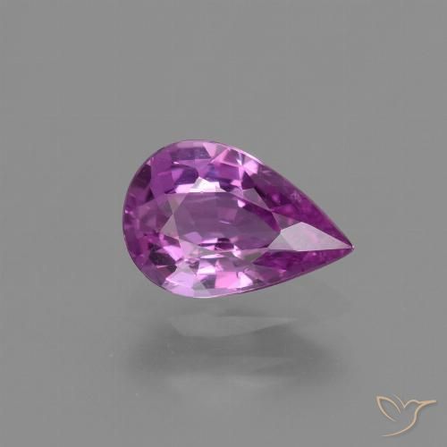 1.23ct 자연스러운 강렬한 분홍빛이 도는 보라색 사파이어, 배 모양, VVS-VS