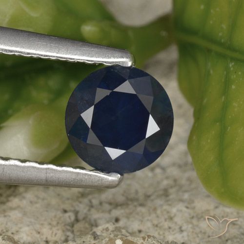 0.61ct 자연스러운 진한 파랑 사파이어, 둥근, VS