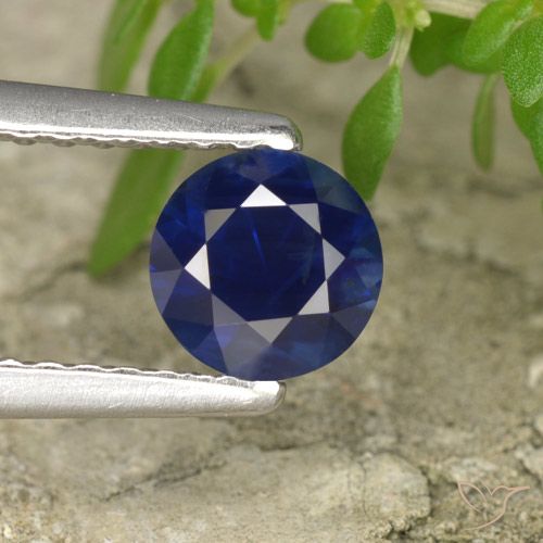 0.60ct 자연스러운 네이비 블루 사파이어, 둥근, VS