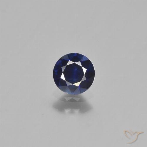 0.66ct 자연스러운 진한 파란색 사파이어, 둥근, VS