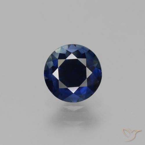 0.78ct 자연스러운 진한 파란색 사파이어, 둥근, VVS