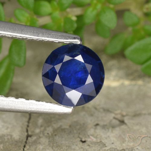 0.55ct 자연스러운 진한 파랑 사파이어, 둥근, VS