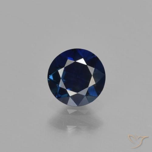 0.55ct 자연스러운 네이비 블루 사파이어, 둥근, VVS-VS