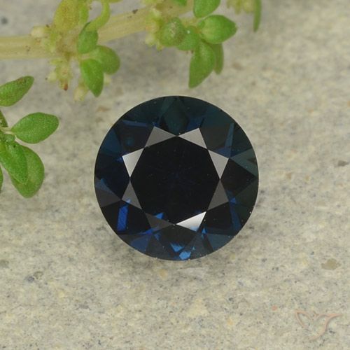 0.63ct 자연스러운 거무스름한 파란색 사파이어, 둥근, VVS-VS